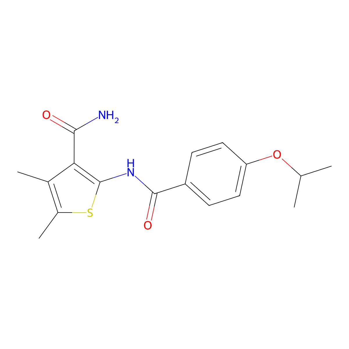 2-(4-Isopropoxybenzamido)-4,5-dimethylthiophene-3-carboxamide molecular structure, CAS 383381-23-5