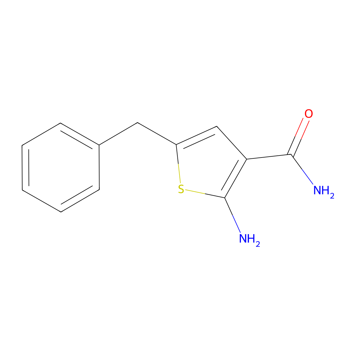 2-Amino-5-benzylthiophene-3-carboxamide molecular structure, CAS 383382-37-4