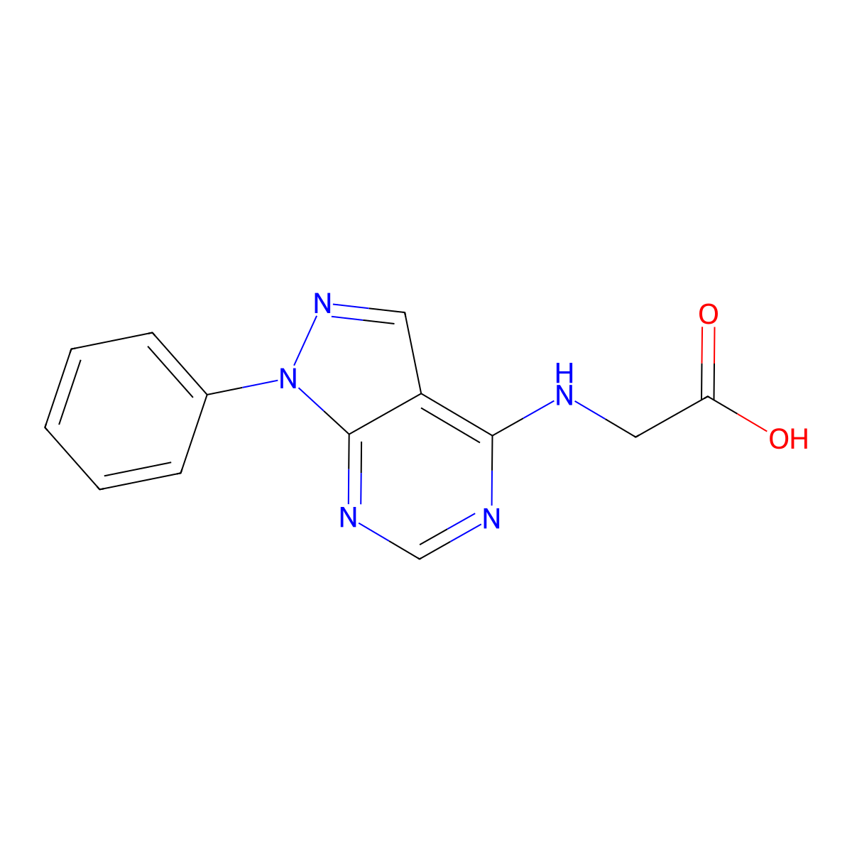 (1-Phenyl-1H-pyrazolo[3,4-d]pyrimidin-4-yl)glycine molecular structure, CAS 383386-52-5