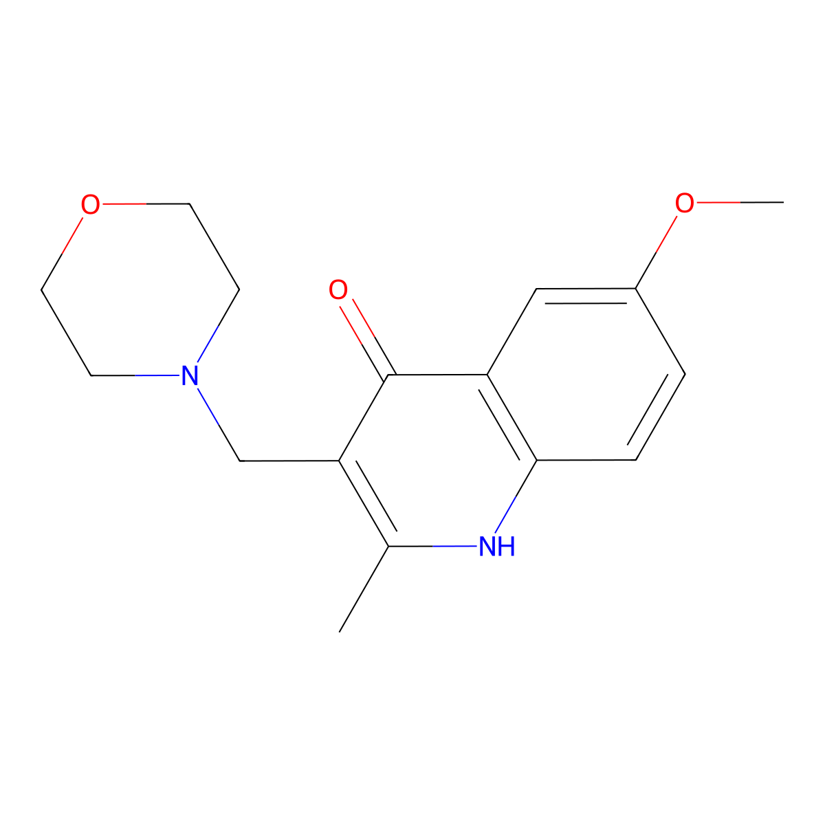 6-methoxy-2-methyl-3-(morpholin-4-ylmethyl)-1H-quinolin-4-one molecular structure, CAS 383389-69-3