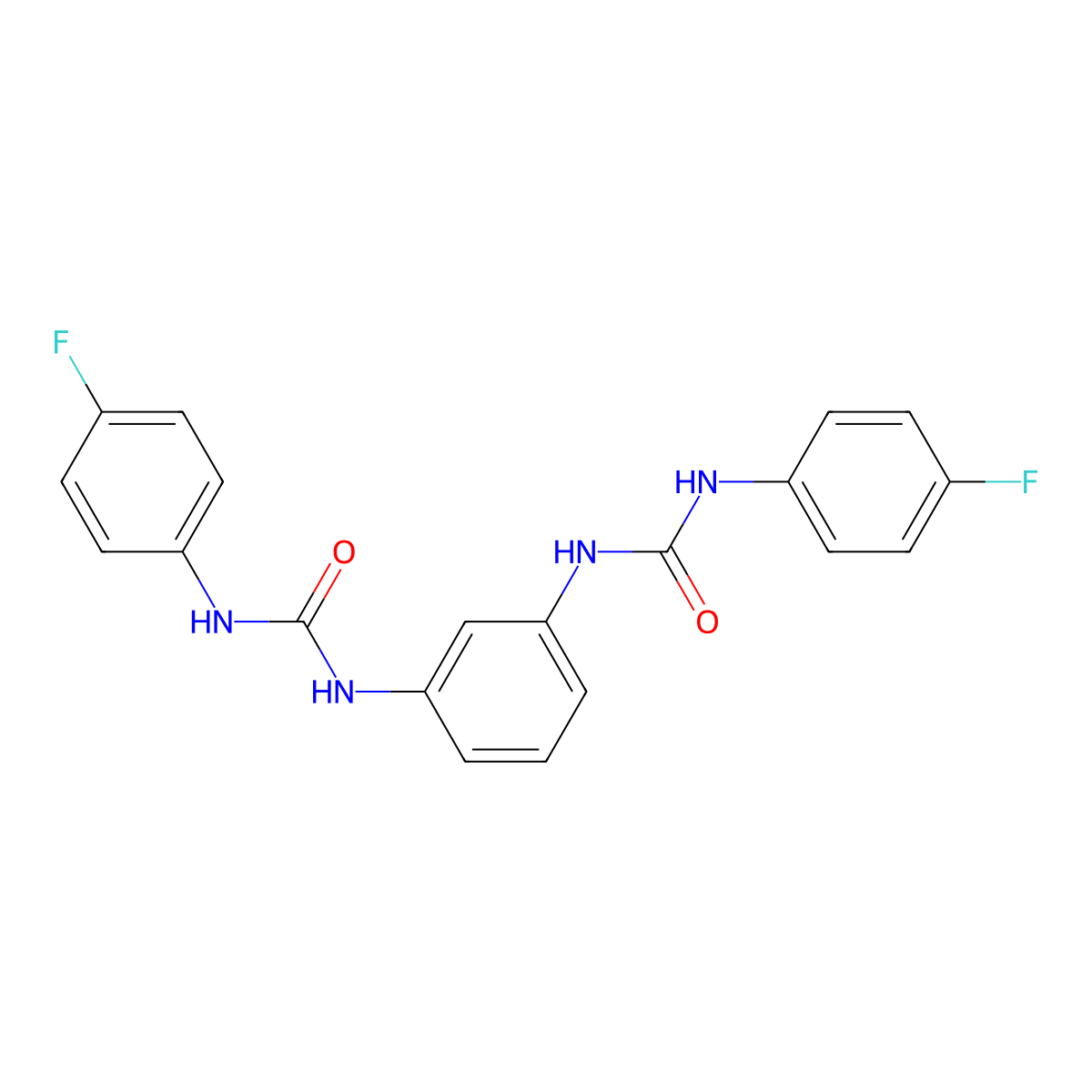1-(4-Fluorophenyl)-3-[3-[(4-fluorophenyl)carbamoylamino]phenyl]urea molecular structure, CAS 383389-79-5