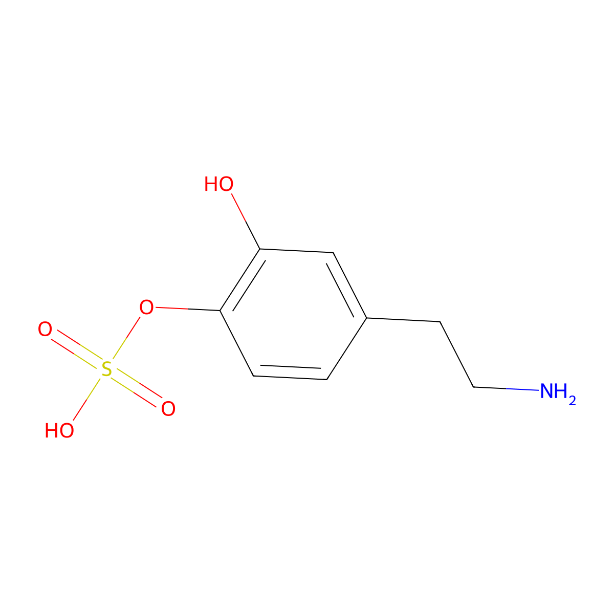 dopamine 4-O-sulfate molecular structure, CAS 38339-02-5