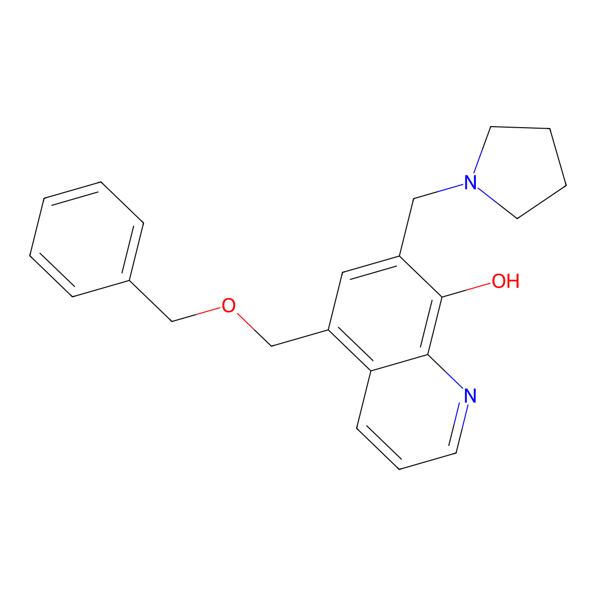 5-((Benzyloxy)methyl)-7-(pyrrolidin-1-ylmethyl)quinolin-8-ol molecular structure, CAS 383392-66-3