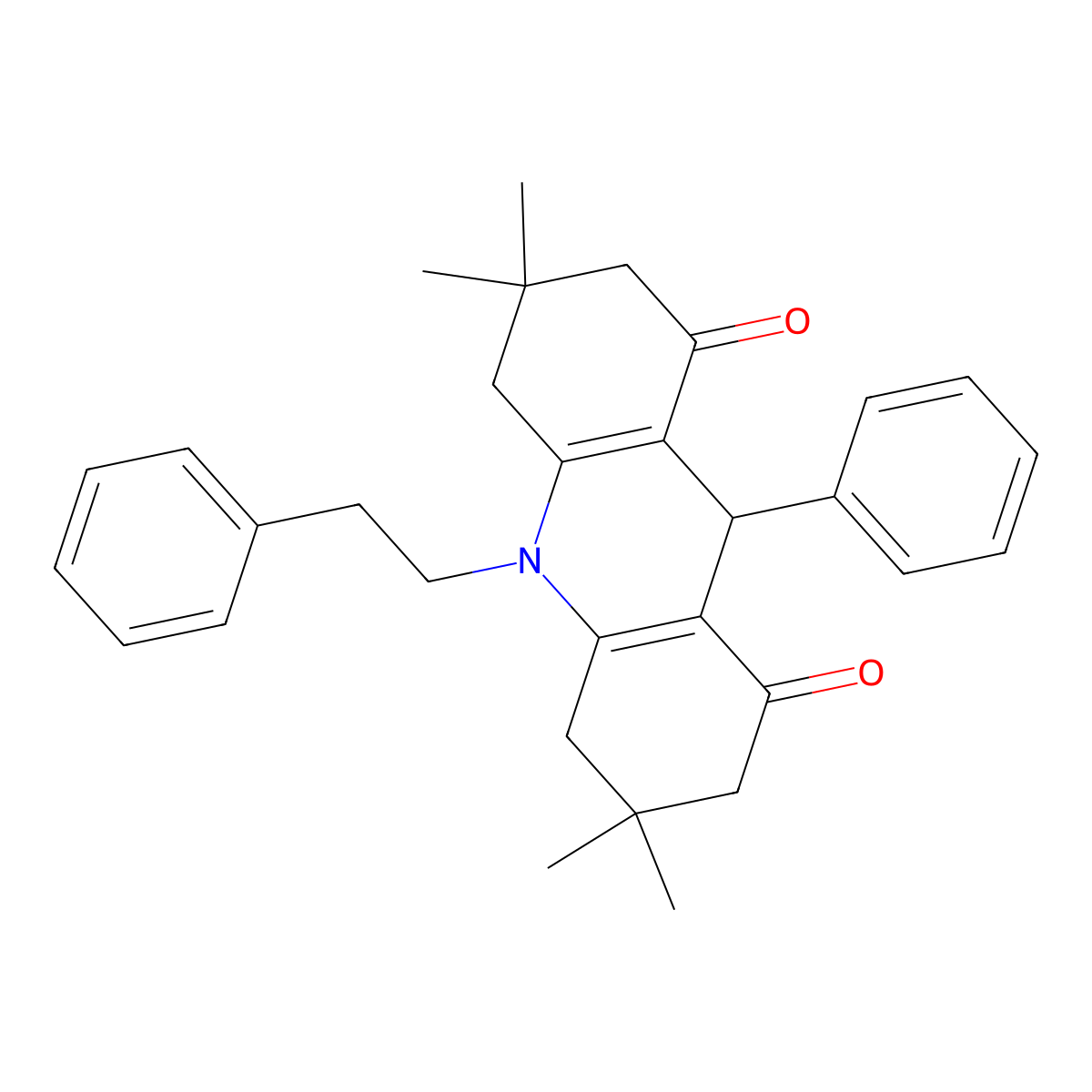 3,3,6,6-tetramethyl-9-phenyl-10-(2-phenylethyl)-3,4,6,7,9,10-hexahydroacridine-1,8(2H,5H)-dione molecular structure, CAS 383394-33-0