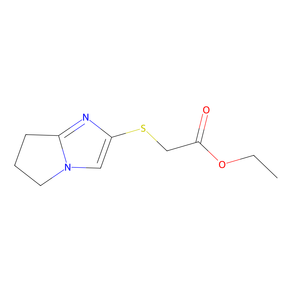 ethyl 2-(6,7-dihydro-5H-pyrrolo[1,2-a]imidazol-2-ylsulfanyl)acetate molecular structure, CAS 383410-23-9