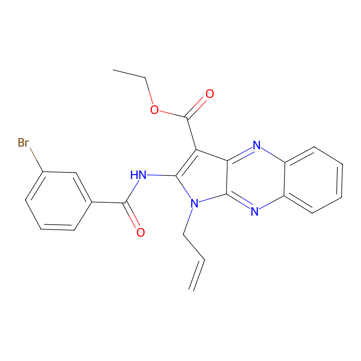 ethyl 1-allyl-2-(3-bromobenzamido)-1H-pyrrolo[2,3-b]quinoxaline-3-carboxylate molecular structure, CAS 383410-59-1