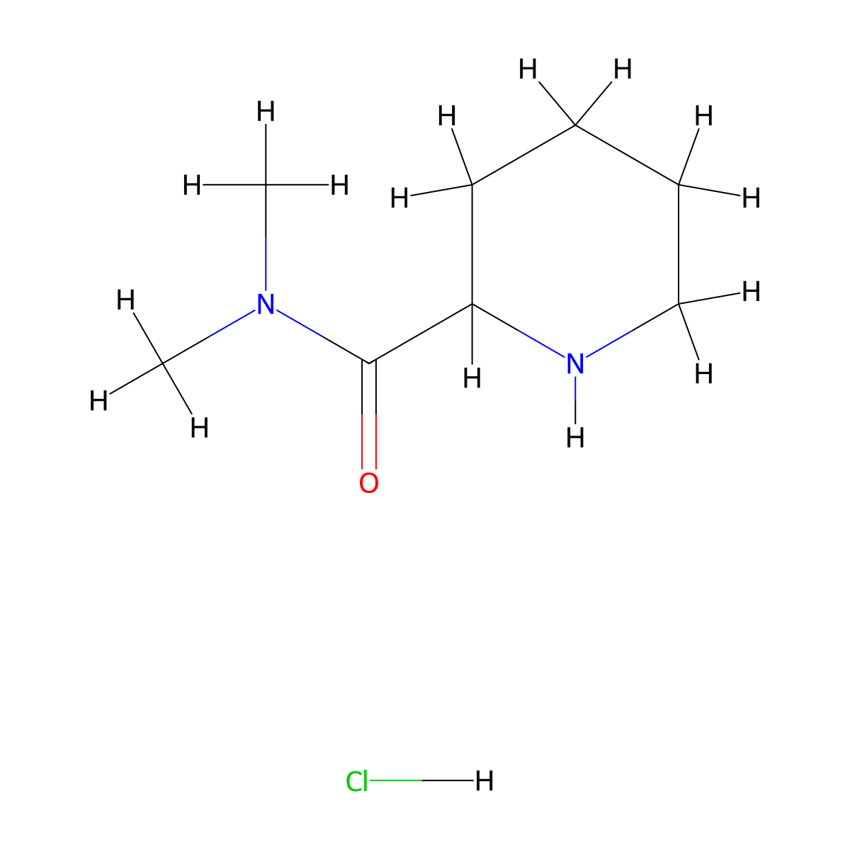 N,N-Dimethyl-2-piperidinecarboxamide hydrochloride molecular structure, CAS 383425-11-4