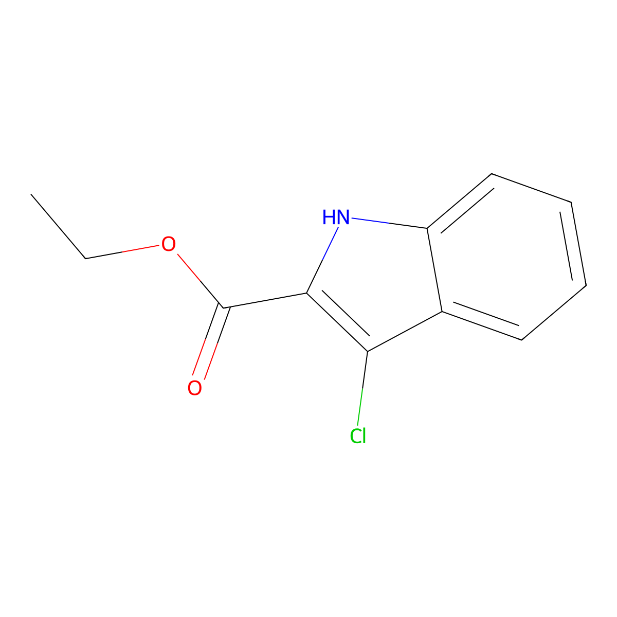 ethyl 3-chloro-1H-indole-2-carboxylate molecular structure, CAS 38343-91-8