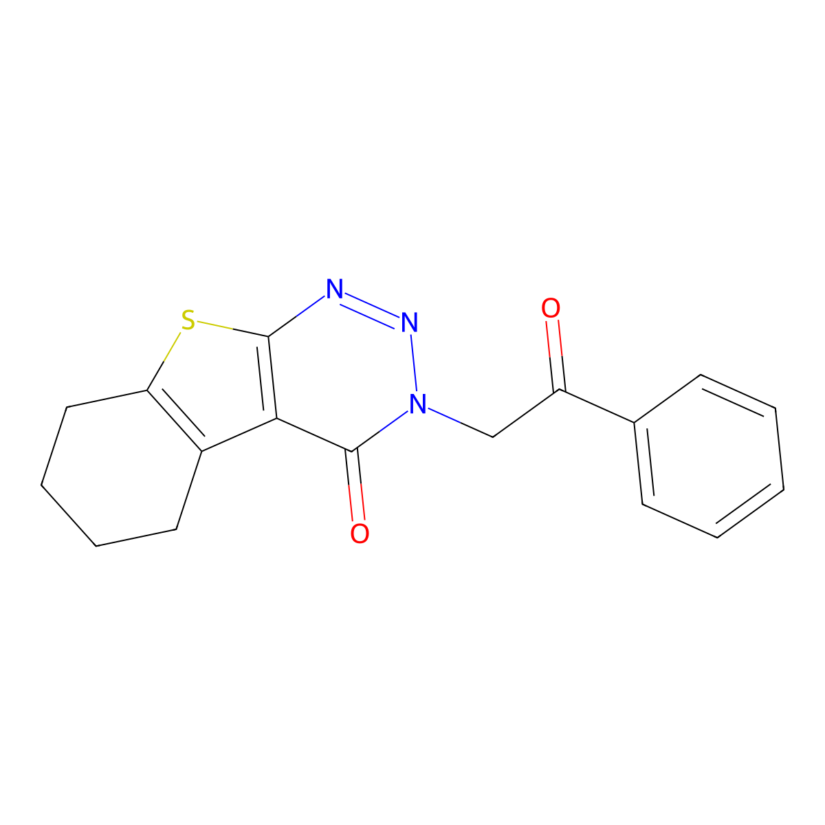 3-(2-oxo-2-phenylethyl)-5,6,7,8-tetrahydro[1]benzothieno[2,3-d][1,2,3]triazin-4(3H)-one molecular structure, CAS 38359-88-5