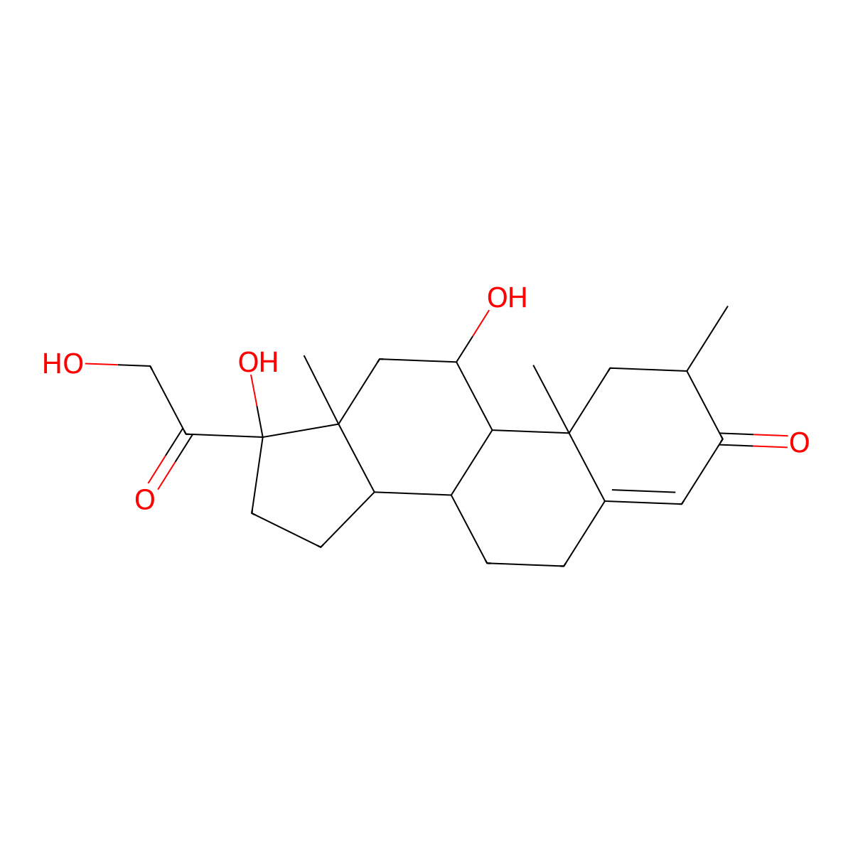 11b,17,21-Trihydroxy-2a-methyl-4-pregnene-3,20-dione molecular structure, CAS 3836-17-7