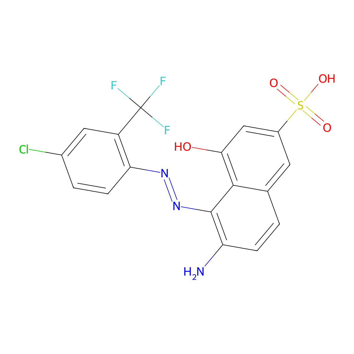 2-Naphthalenesulfonic acid, 6-amino-5-[2-[4-chloro-2-(trifluoromethyl)phenyl]diazenyl]-4-hydroxy- molecular structure, CAS 3836-78-0