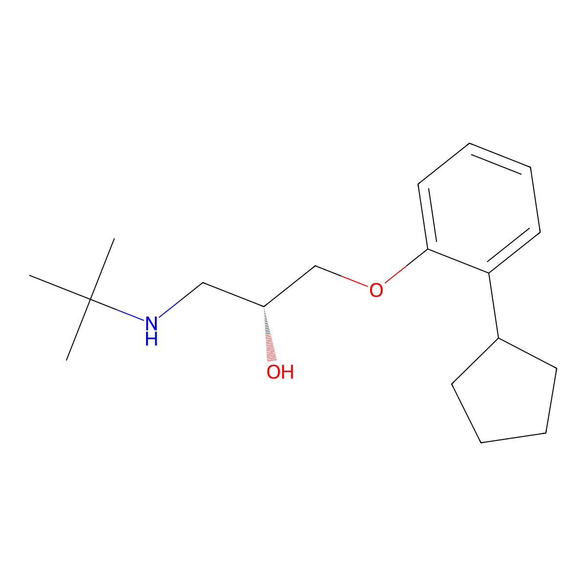 (+)-Penbutolol molecular structure, CAS 38363-41-6