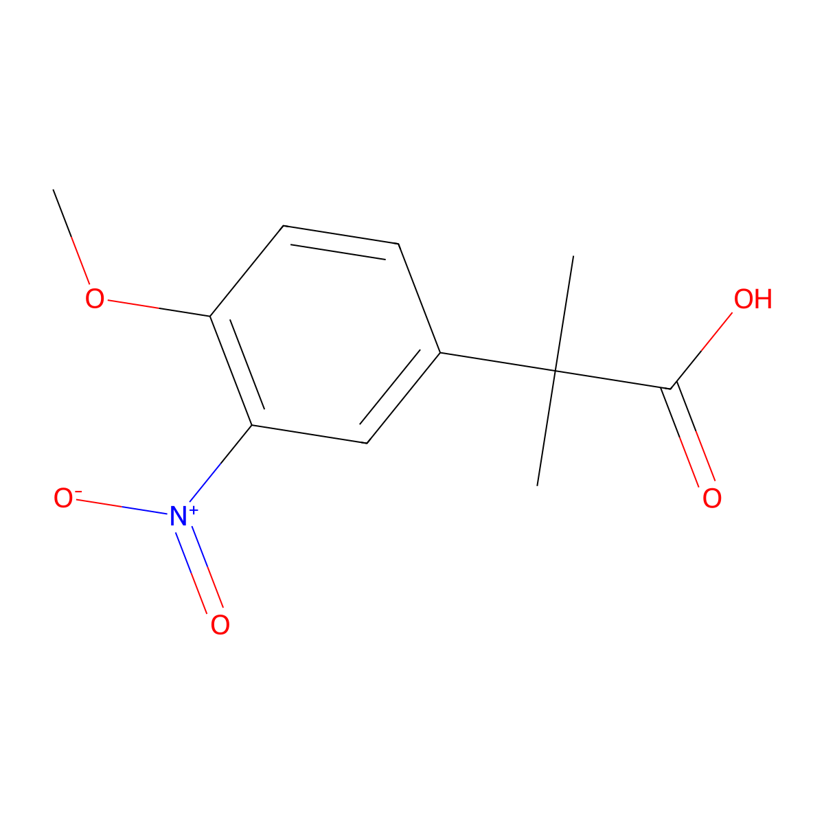 2-(4-Methoxy-3-nitrophenyl)-2-methylpropanoic acid molecular structure, CAS 383671-84-9