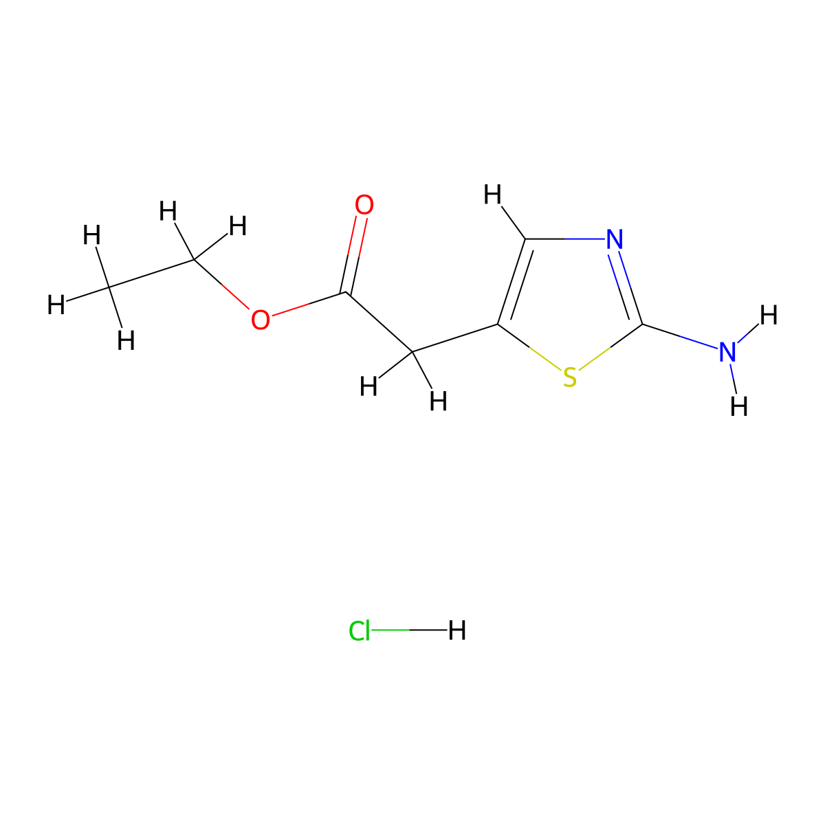 Ethyl 2-(2-aminothiazol-5-yl)acetate hydrochloride molecular structure, CAS 383672-45-5
