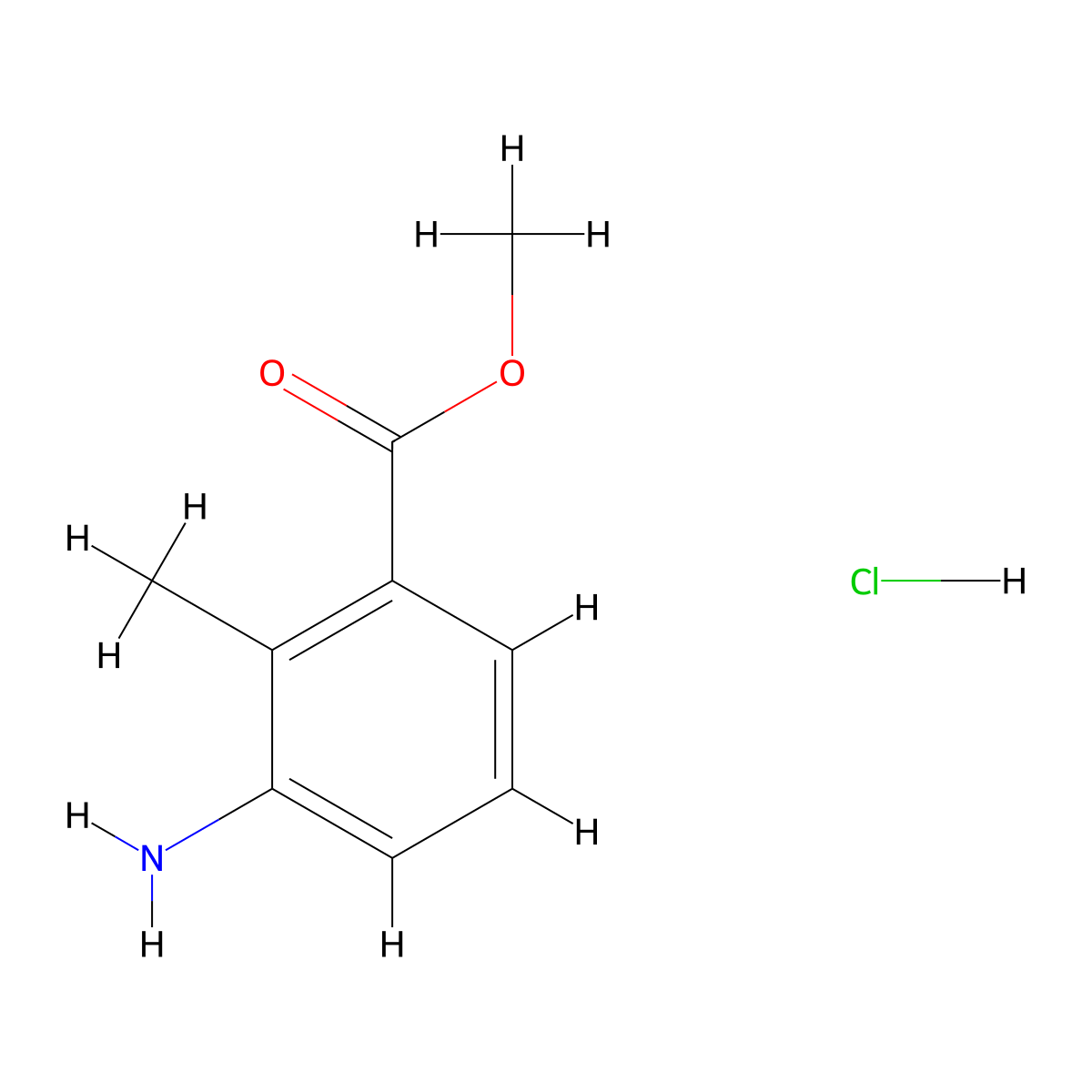 Methyl 3-amino-2-methylbenzoate hydrochloride molecular structure, CAS 383677-37-0