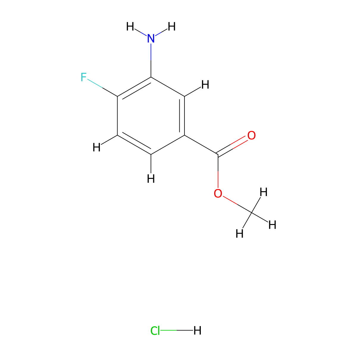 Methyl 3-amino-4-fluorobenzoate hydrochloride molecular structure, CAS 383677-93-8