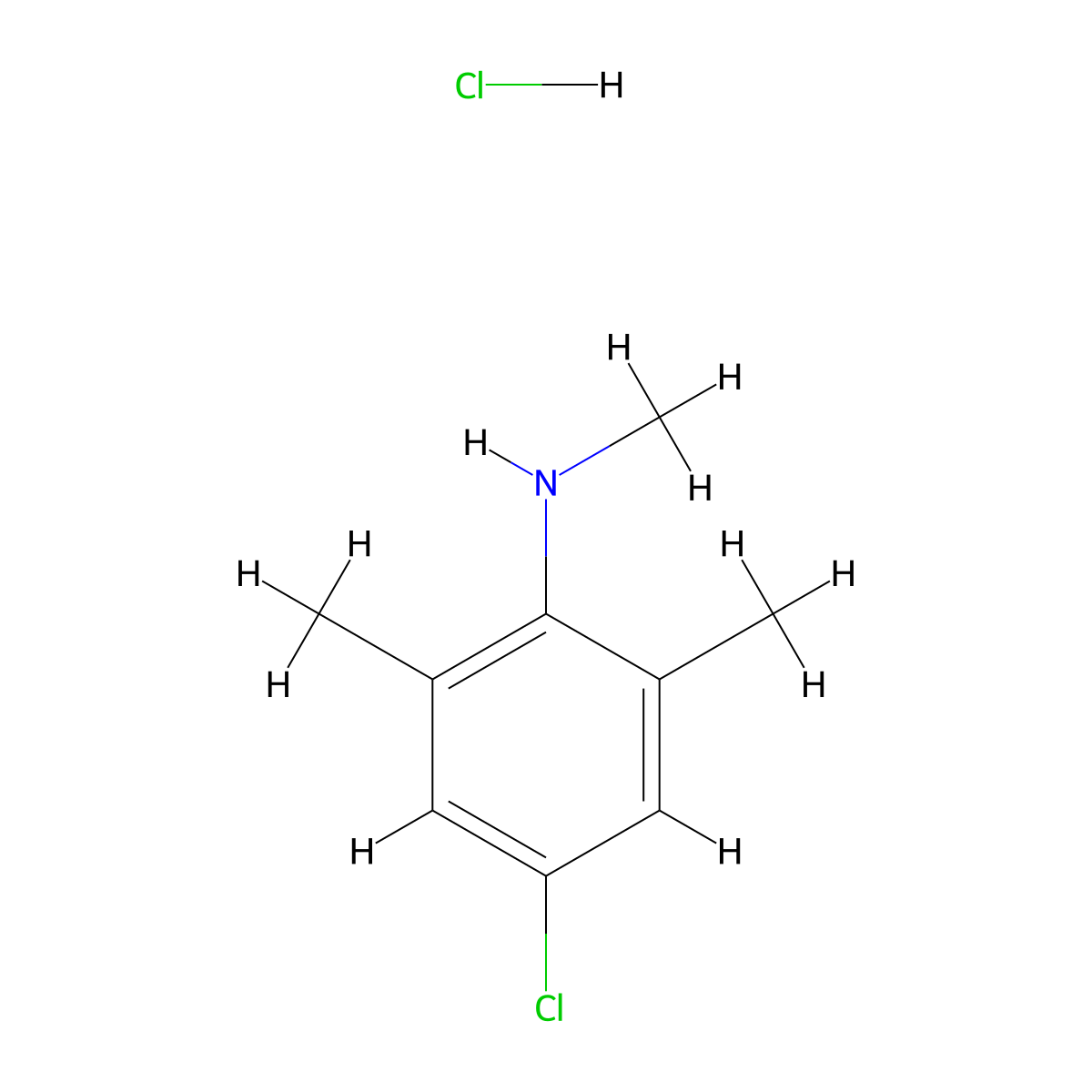 4-chloro-N,2,6-trimethylaniline hydrochloride molecular structure, CAS 38370-46-6