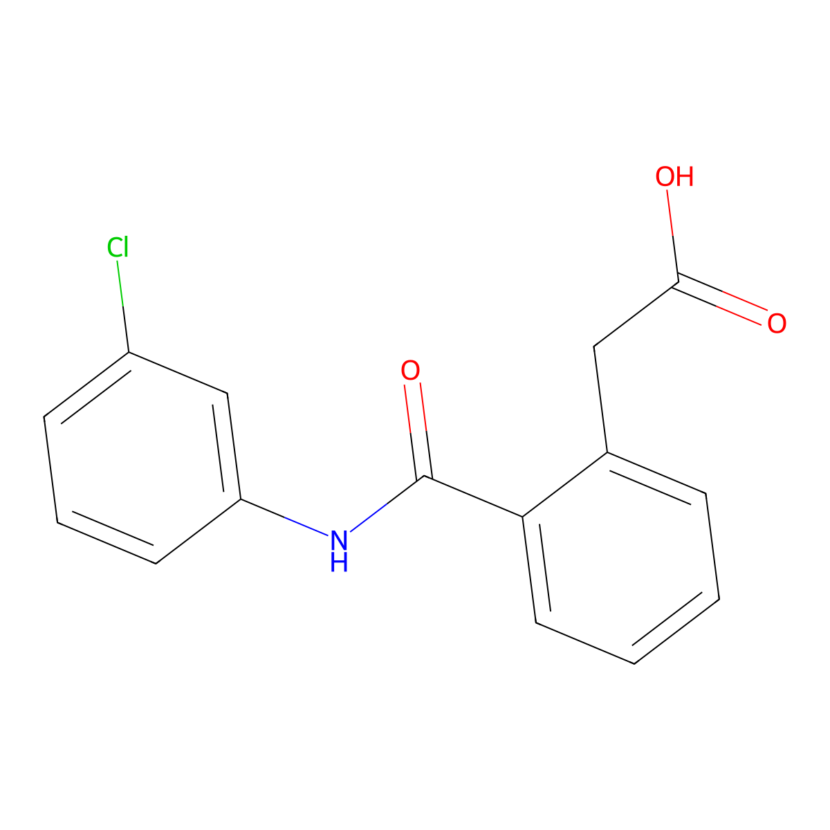 2-{2-[(3-Chlorophenyl)carbamoyl]phenyl}acetic acid molecular structure, CAS 38370-63-7