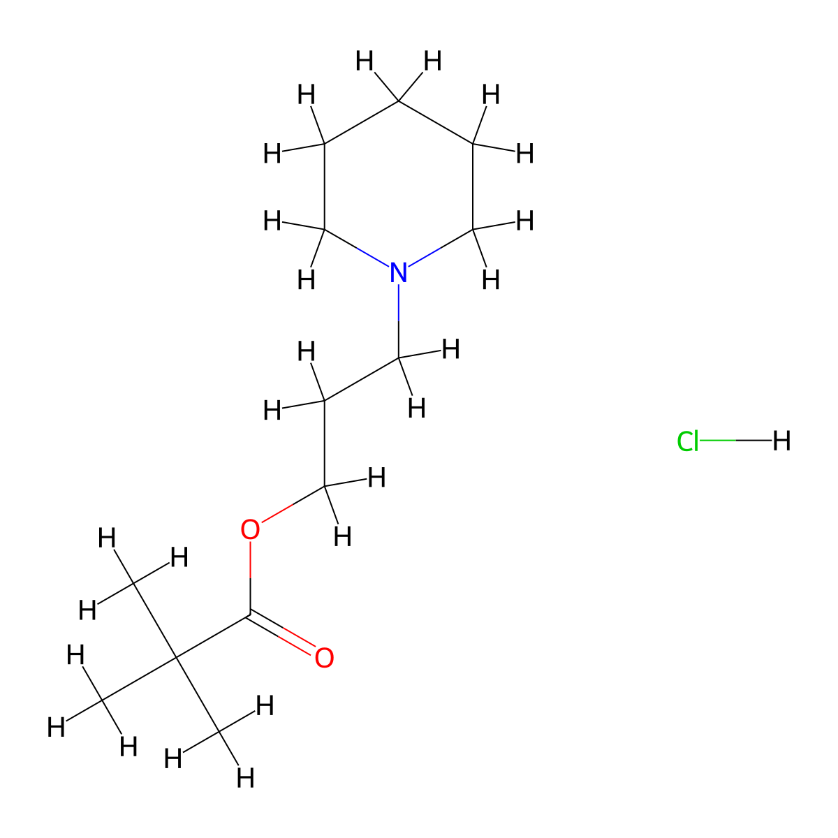 3-(Piperidin-1-yl)propyl 2,2-dimethylpropanoate--hydrogen chloride (1/1) molecular structure, CAS 38370-86-4