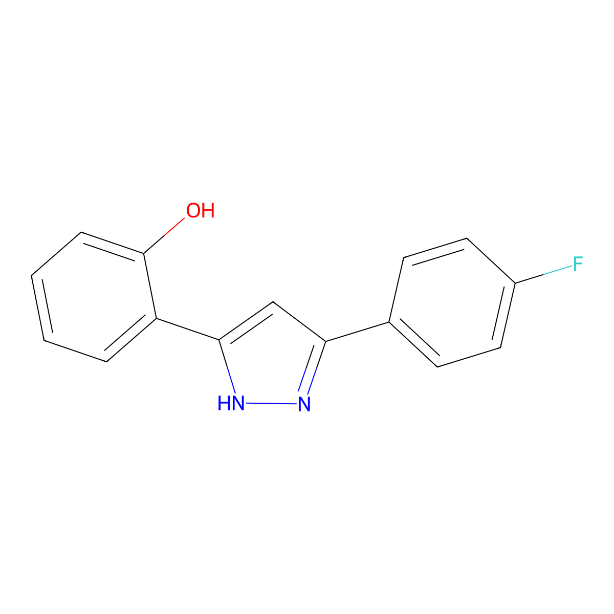 2-(5-(4-fluorophenyl)-1H-pyrazol-3-yl)phenol molecular structure, CAS 38371-68-5