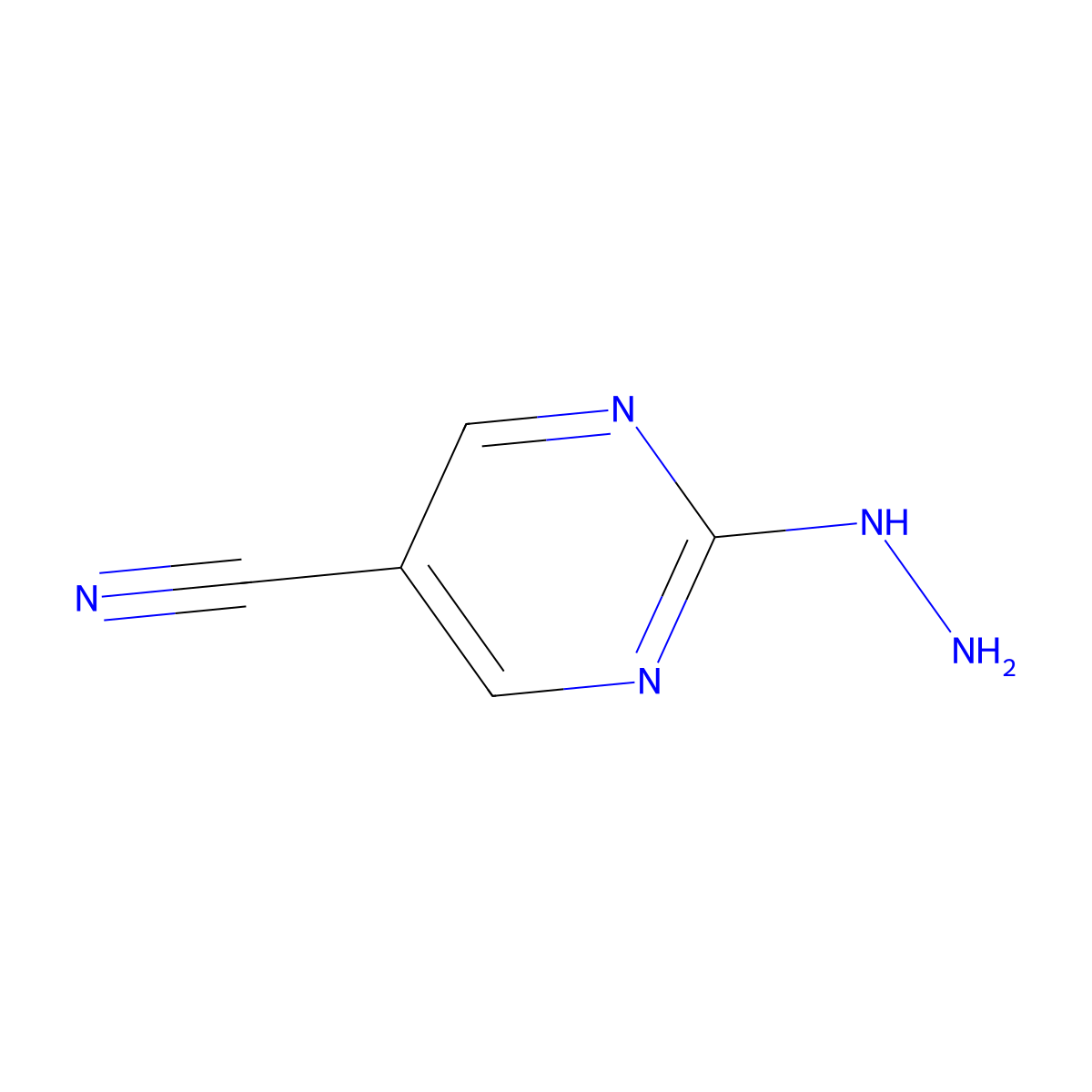 Hydrazinopyrimidine-5-carbonitrile molecular structure, CAS 38373-51-2