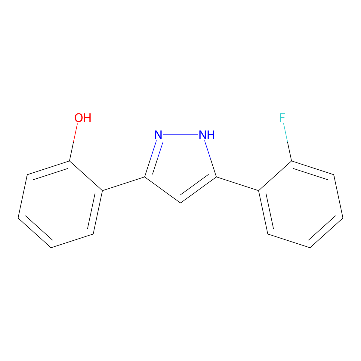 2-[5-(2-Fluorophenyl)-1H-pyrazol-3-yl]phenol molecular structure, CAS 38376-29-3
