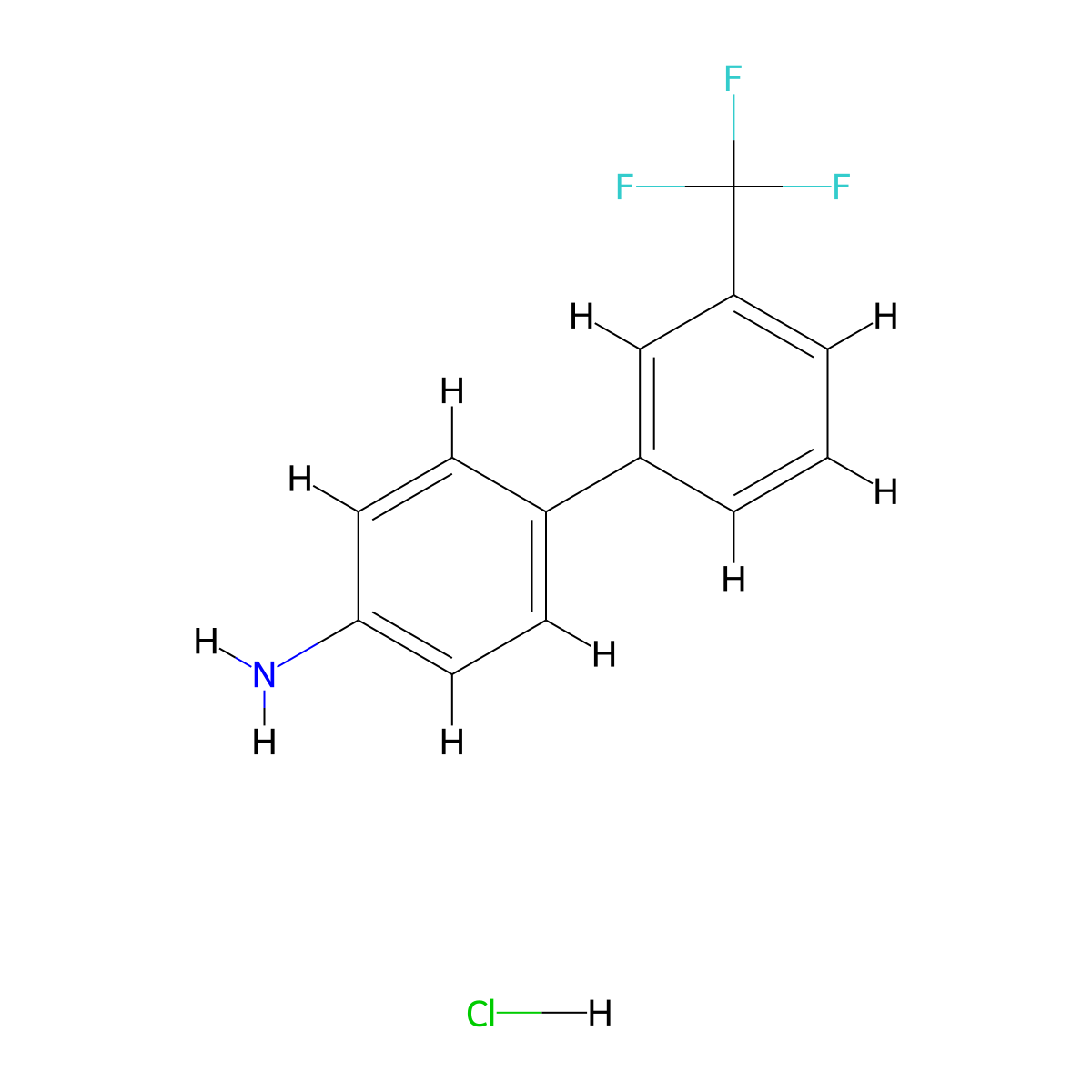 3'-(Trifluoromethyl)-[1,1'-biphenyl]-4-amine hydrochloride molecular structure, CAS 3838-42-4