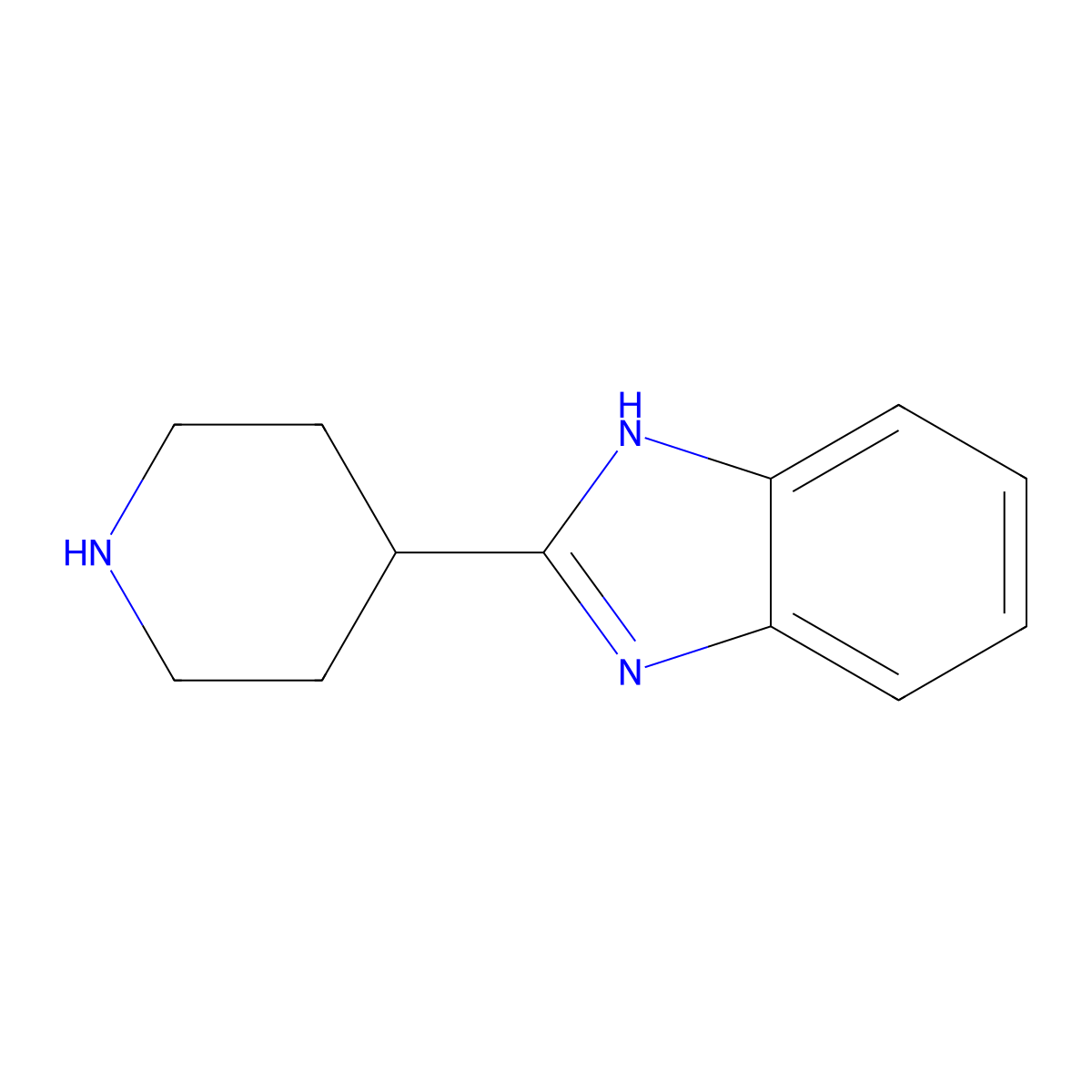 2-(piperidin-4-yl)-1H-1,3-benzodiazole molecular structure, CAS 38385-95-4