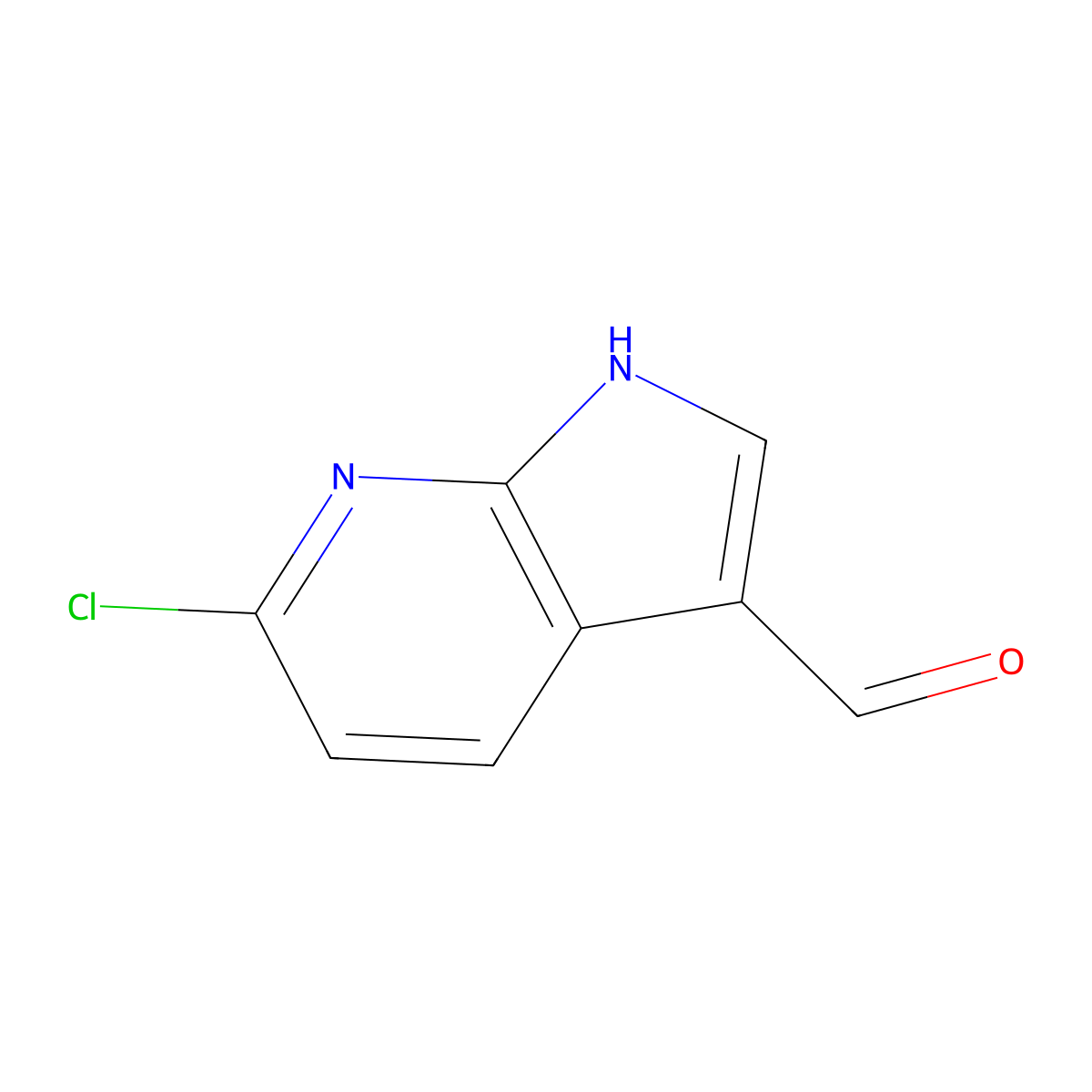 6-Chloro-1H-pyrrolo(2,3-b)pyridine-3-carbaldehyde molecular structure, CAS 383875-59-0