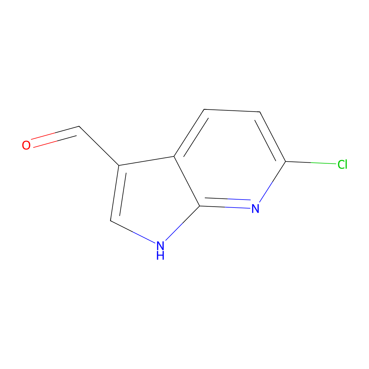 6-Chloro-1H-pyrrolo(2,3-b)pyridine-3-carbaldehyde molecular structure, CAS 383875-59-0