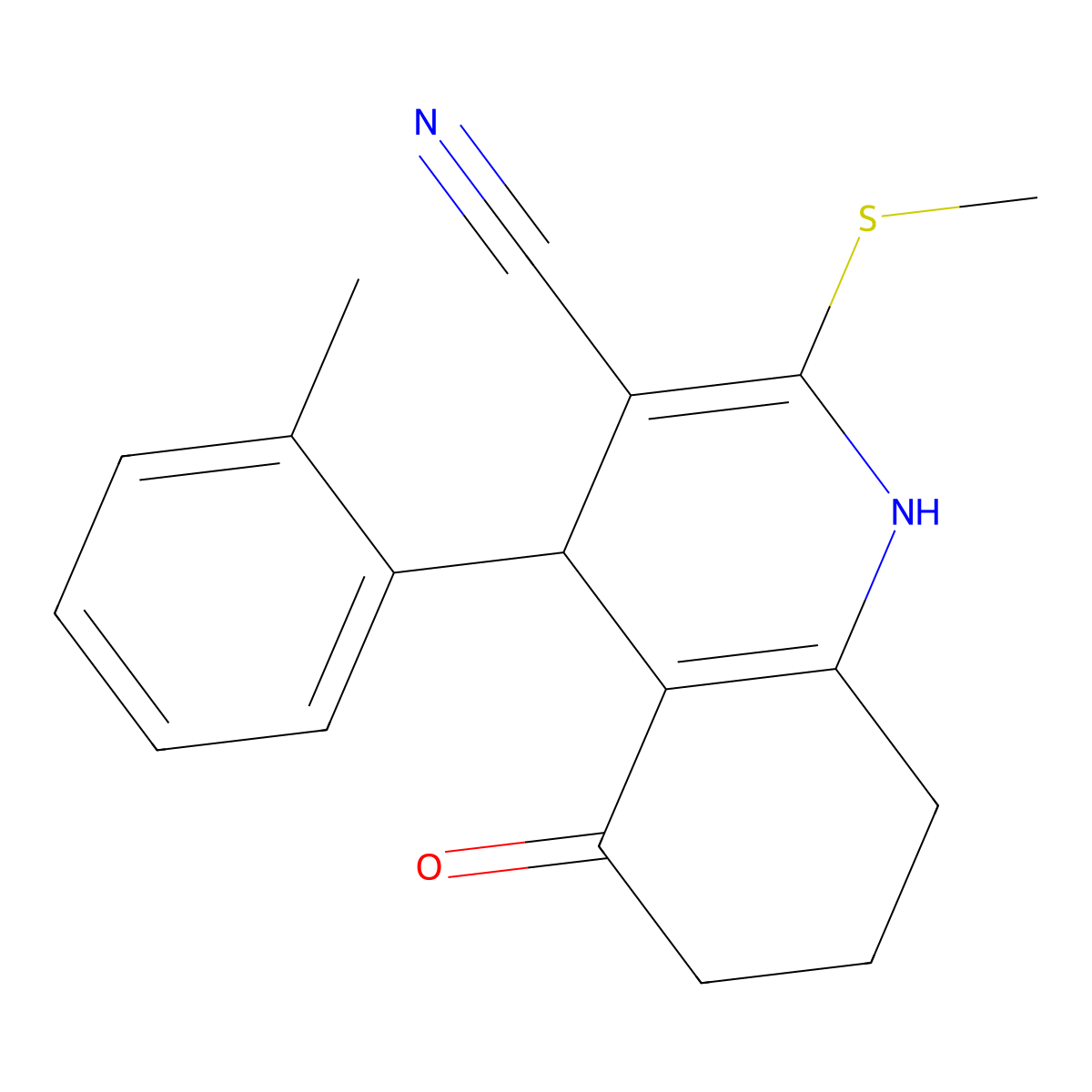 4-(2-methylphenyl)-2-methylsulfanyl-5-oxo-4,6,7,8-tetrahydro-1H-quinoline-3-carbonitrile molecular structure, CAS 383892-06-6