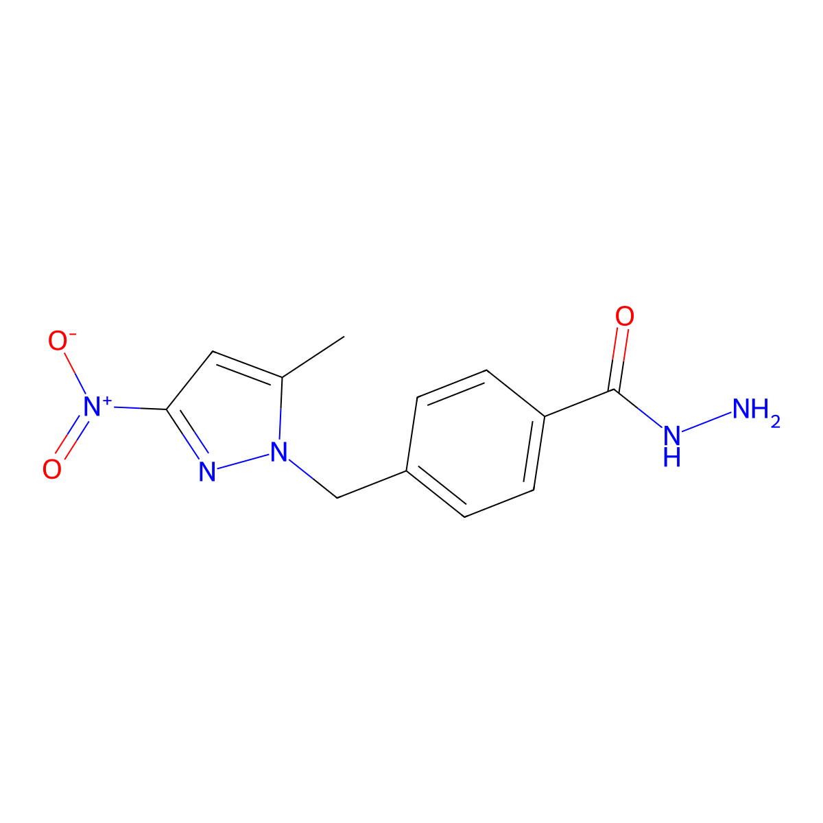 4-[(5-methyl-3-nitro-1H-pyrazol-1-yl)methyl]benzohydrazide molecular structure, CAS 383892-07-7