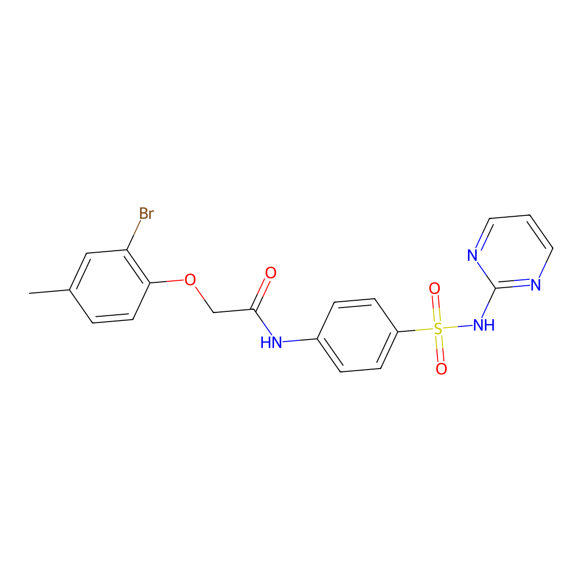 2-(2-bromo-4-methylphenoxy)-N-[4-(pyrimidin-2-ylsulfamoyl)phenyl]acetamide molecular structure, CAS 383892-31-7