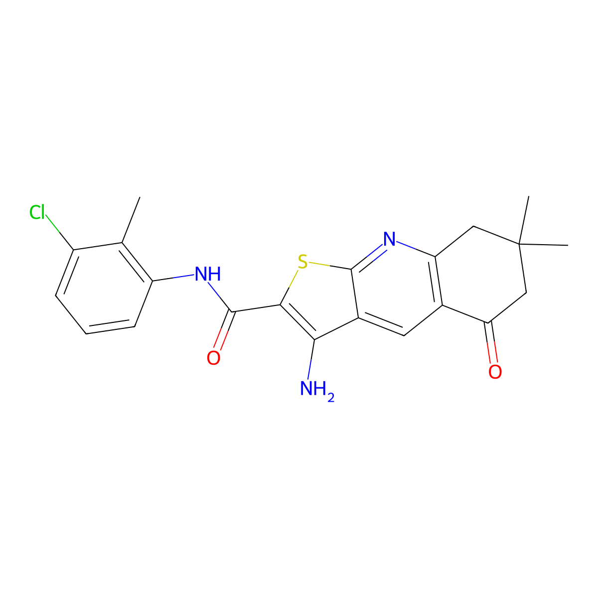 3-amino-N-(3-chloro-2-methylphenyl)-7,7-dimethyl-5-oxo-5,6,7,8-tetrahydrothieno[2,3-b]quinoline-2-carboxamide molecular structure, CAS 383892-37-3