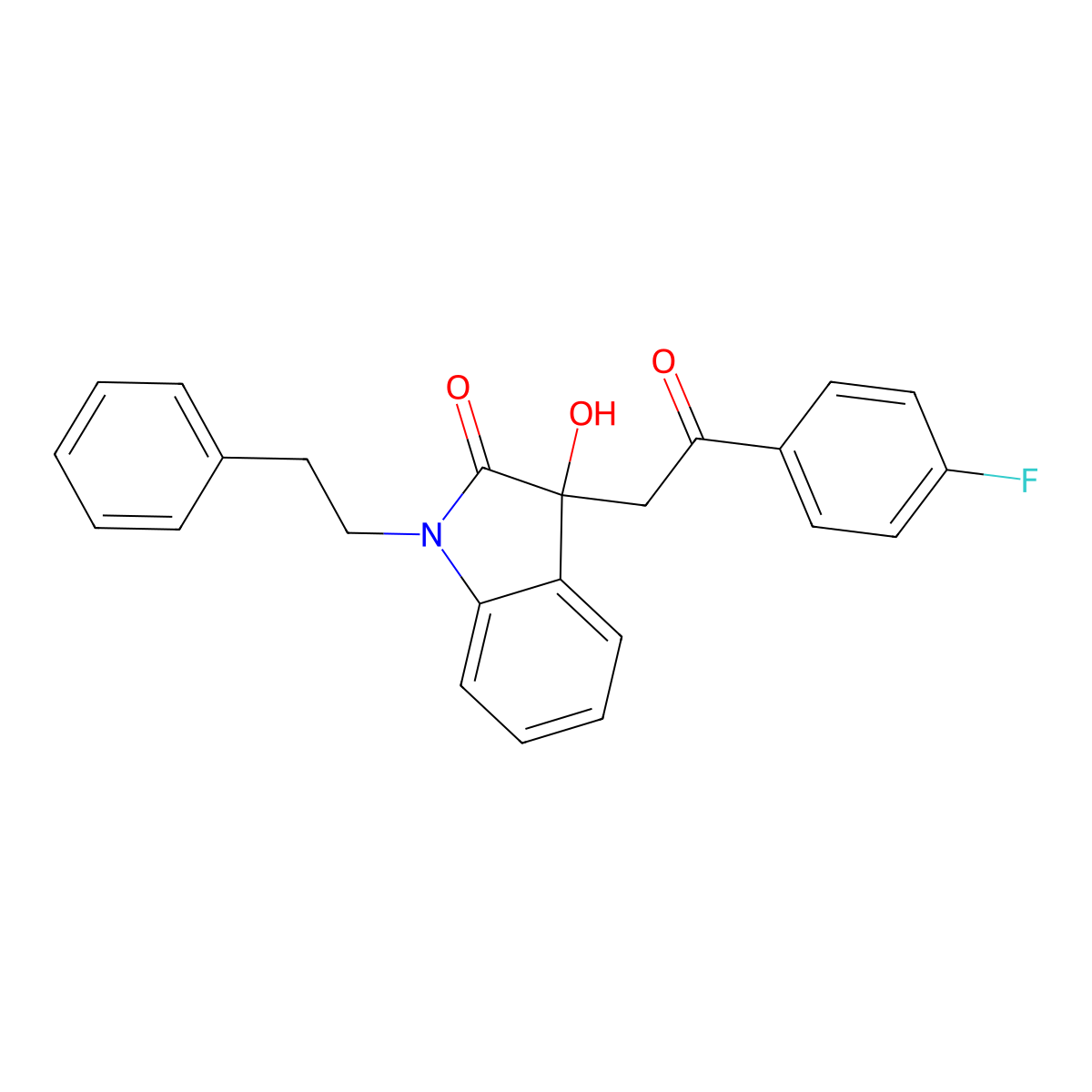 3-[2-(4-fluorophenyl)-2-oxoethyl]-3-hydroxy-1-(2-phenylethyl)-1,3-dihydro-2H-indol-2-one molecular structure, CAS 383892-40-8