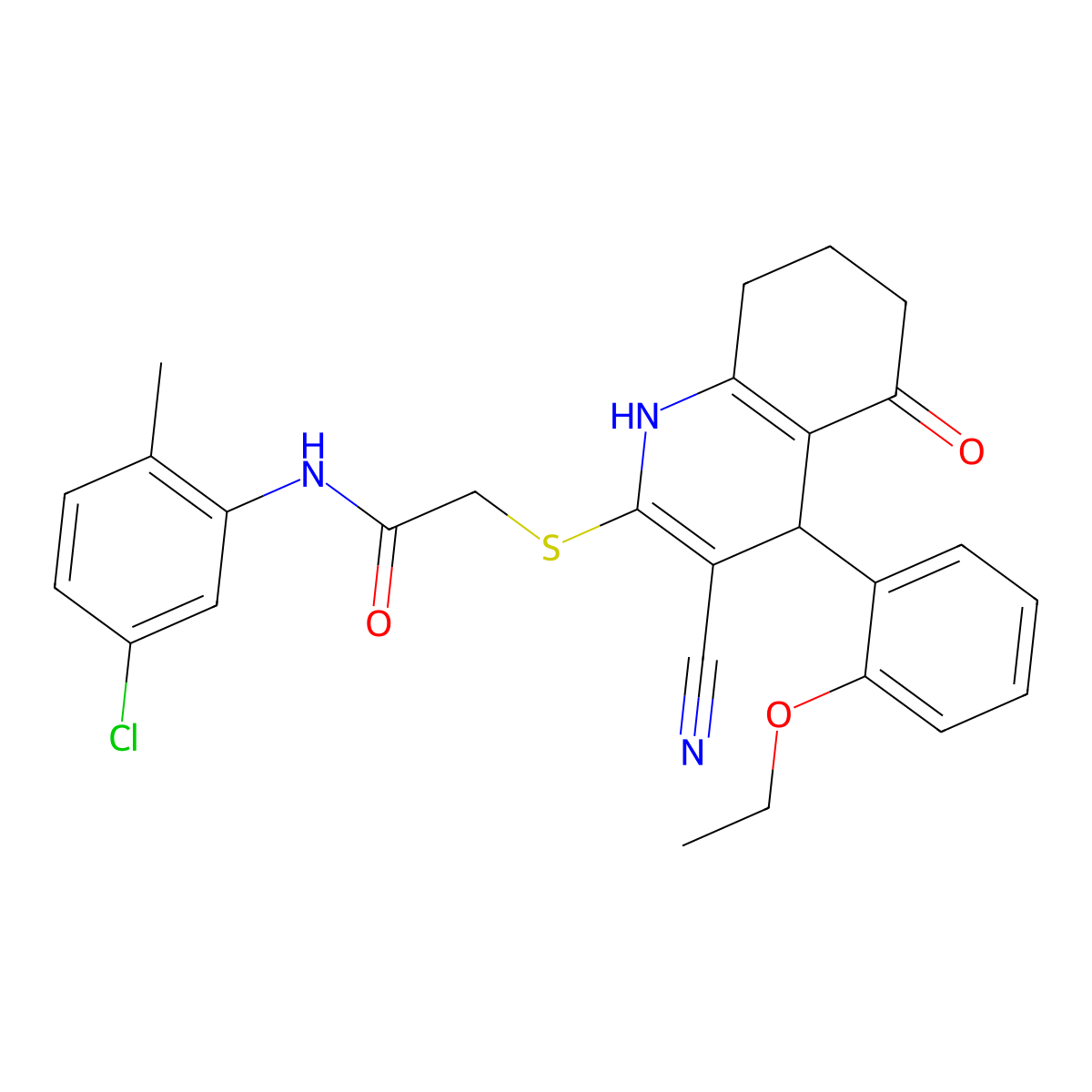 N-(5-chloro-2-methylphenyl)-2-{[3-cyano-4-(2-ethoxyphenyl)-5-oxo-1,4,5,6,7,8-hexahydroquinolin-2-yl]sulfanyl}acetamide molecular structure, CAS 383892-45-3
