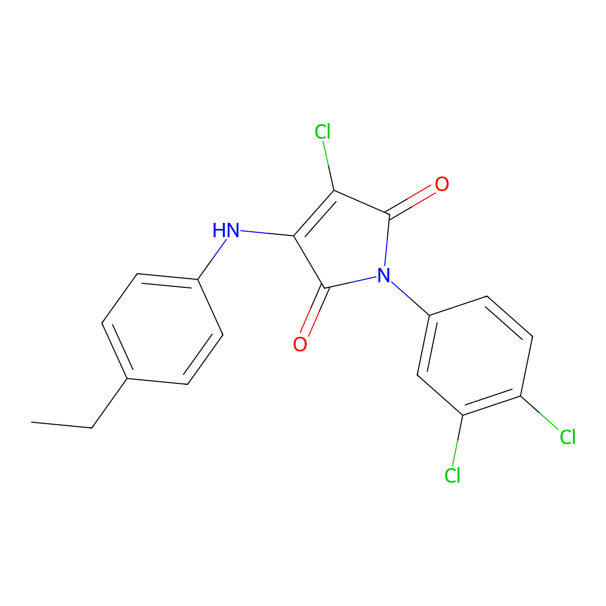 3-Chloro-1-(3,4-dichlorophenyl)-4-(4-ethylanilino)pyrrole-2,5-dione molecular structure, CAS 383893-06-9