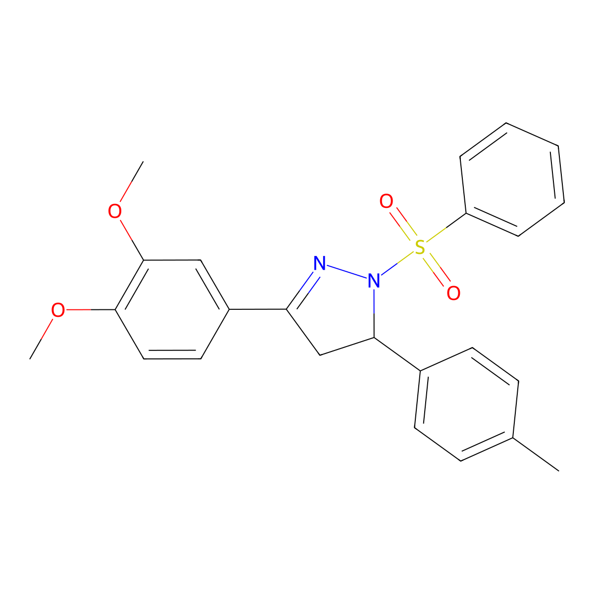 3-(3,4-dimethoxyphenyl)-1-(phenylsulfonyl)-5-(p-tolyl)-4,5-dihydro-1H-pyrazole molecular structure, CAS 383893-26-3