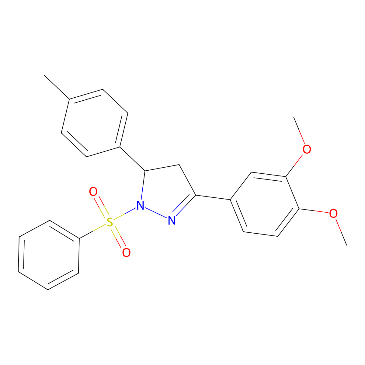 3-(3,4-dimethoxyphenyl)-1-(phenylsulfonyl)-5-(p-tolyl)-4,5-dihydro-1H-pyrazole molecular structure, CAS 383893-26-3