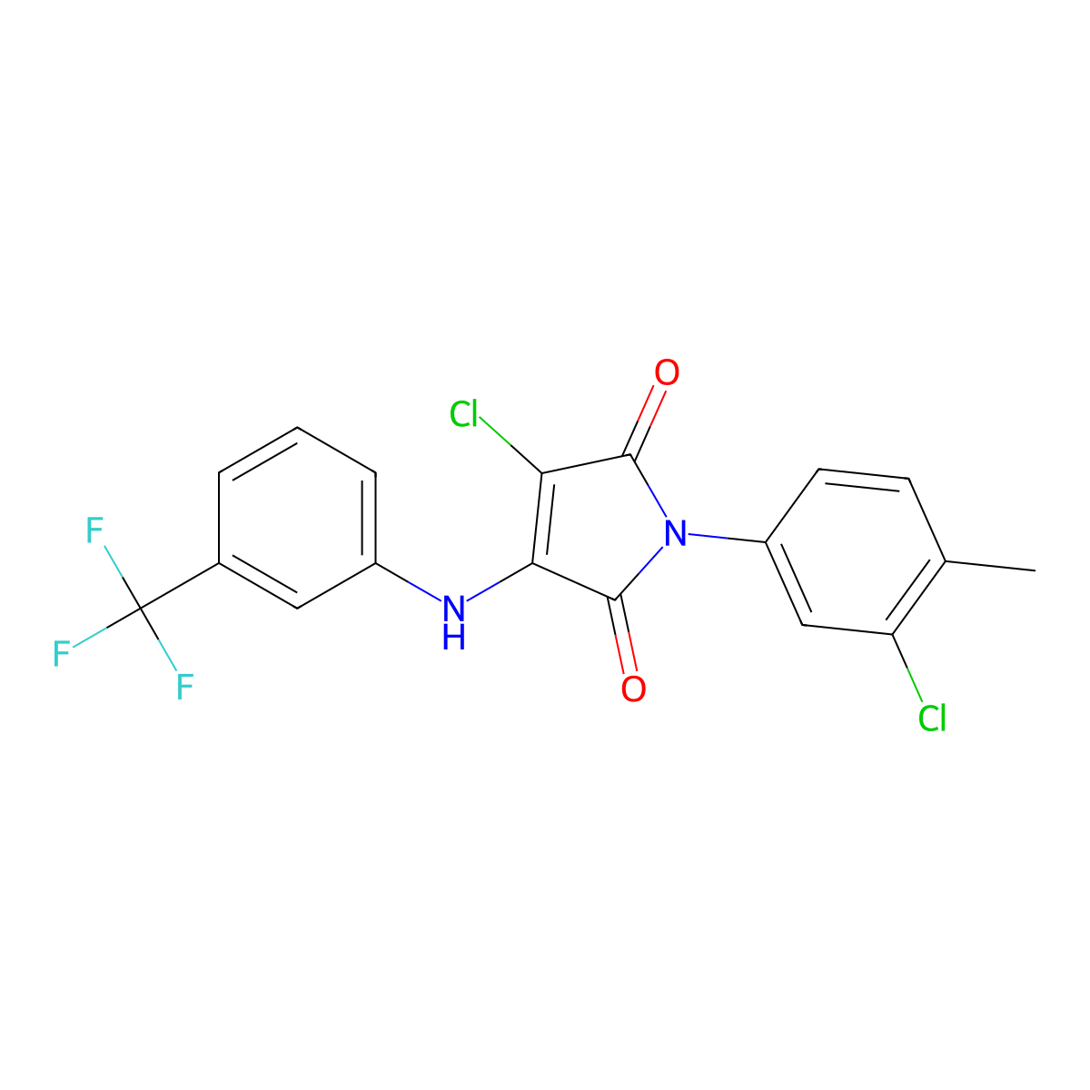3-Chloro-1-(3-chloro-4-methylphenyl)-4-[3-(trifluoromethyl)anilino]pyrrole-2,5-dione molecular structure, CAS 383893-37-6