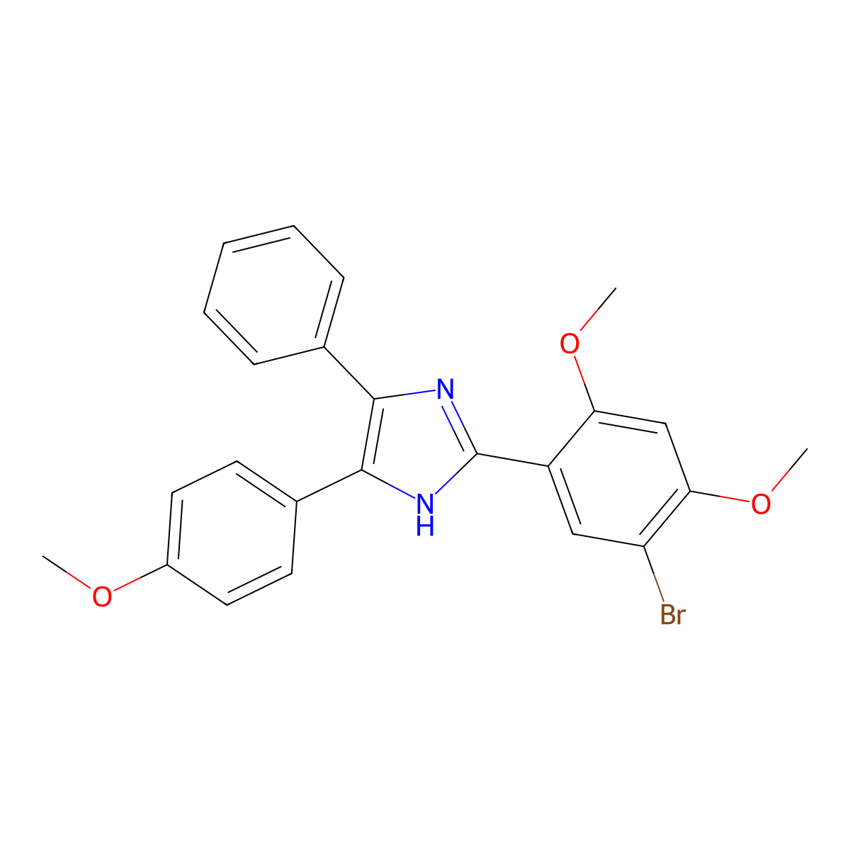2-(5-bromo-2,4-dimethoxyphenyl)-5-(4-methoxyphenyl)-4-phenyl-1H-imidazole molecular structure, CAS 383893-53-6