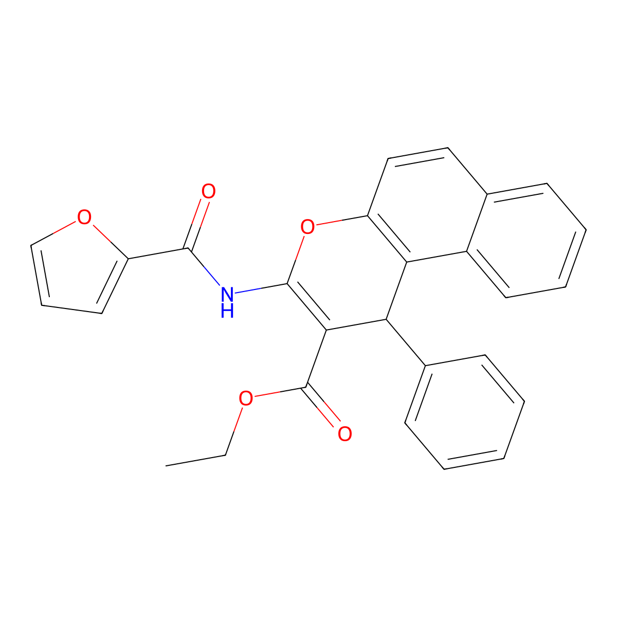 ethyl 3-(2-furoylamino)-1-phenyl-1H-benzo[f]chromene-2-carboxylate molecular structure, CAS 383893-62-7