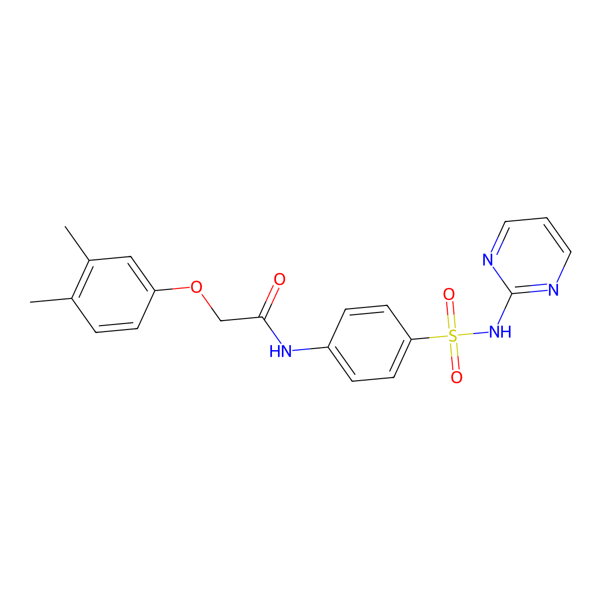 2-(3,4-dimethylphenoxy)-N-[4-(pyrimidin-2-ylsulfamoyl)phenyl]acetamide molecular structure, CAS 383893-67-2