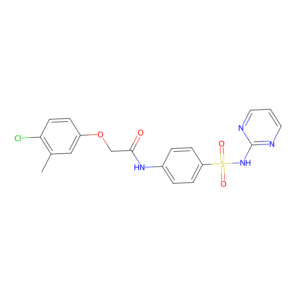 2-(4-Chloro-3-methyl-phenoxy)-N-[4-(pyrimidin-2-ylsulfamoyl)-phenyl]-acetamide molecular structure, CAS 383893-81-0