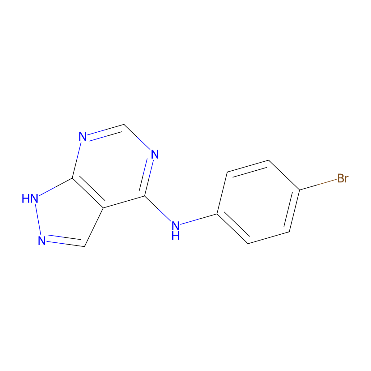 N-(4-bromophenyl)-1H-pyrazolo[3,4-d]pyrimidin-4-amine molecular structure, CAS 383893-88-7