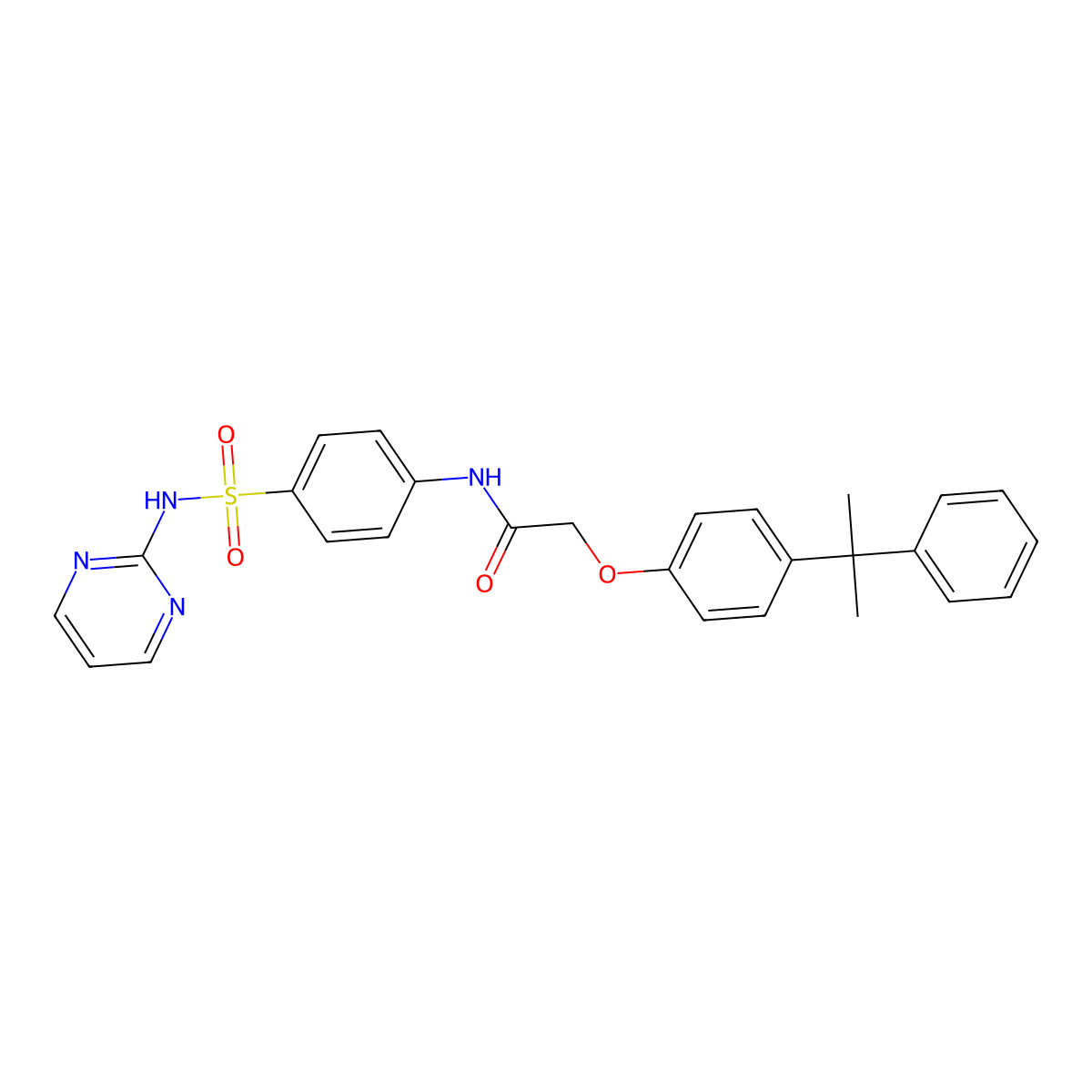 2-[4-(2-phenylpropan-2-yl)phenoxy]-N-[4-(pyrimidin-2-ylsulfamoyl)phenyl]acetamide molecular structure, CAS 383894-14-2