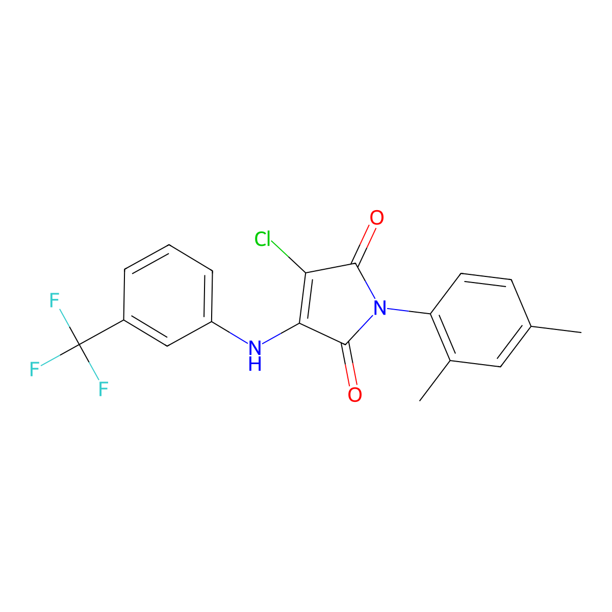 3-chloro-1-(2,4-dimethylphenyl)-4-((3-(trifluoromethyl)phenyl)amino)-1H-pyrrole-2,5-dione molecular structure, CAS 383894-42-6