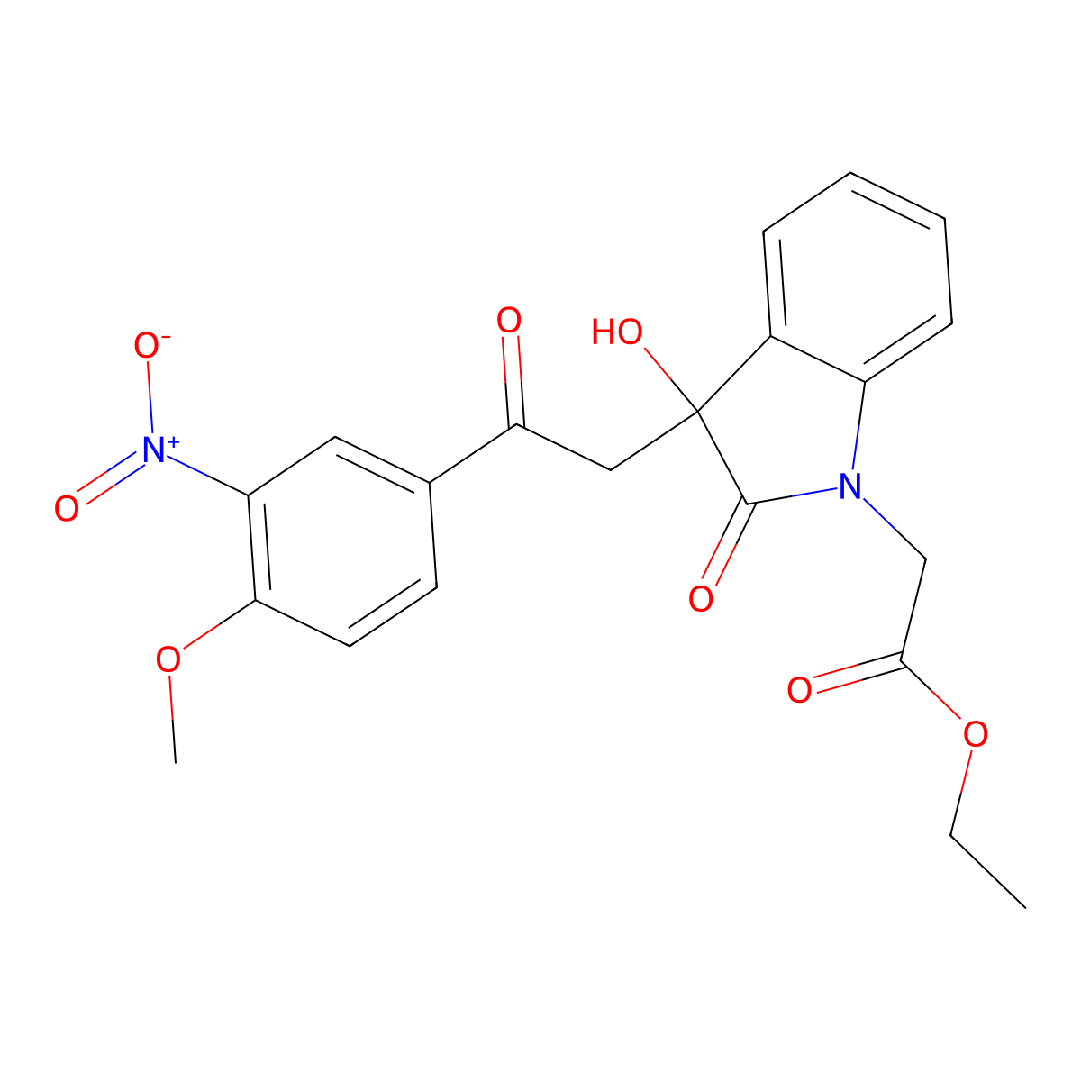 ethyl {3-hydroxy-3-[2-(4-methoxy-3-nitrophenyl)-2-oxoethyl]-2-oxo-2,3-dihydro-1H-indol-1-yl}acetate molecular structure, CAS 383894-50-6
