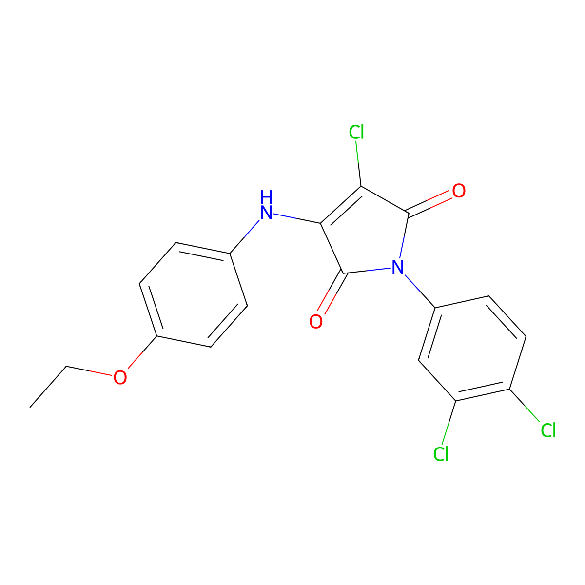 3-Chloro-1-(3,4-dichlorophenyl)-4-(4-ethoxyanilino)pyrrole-2,5-dione molecular structure, CAS 383894-59-5
