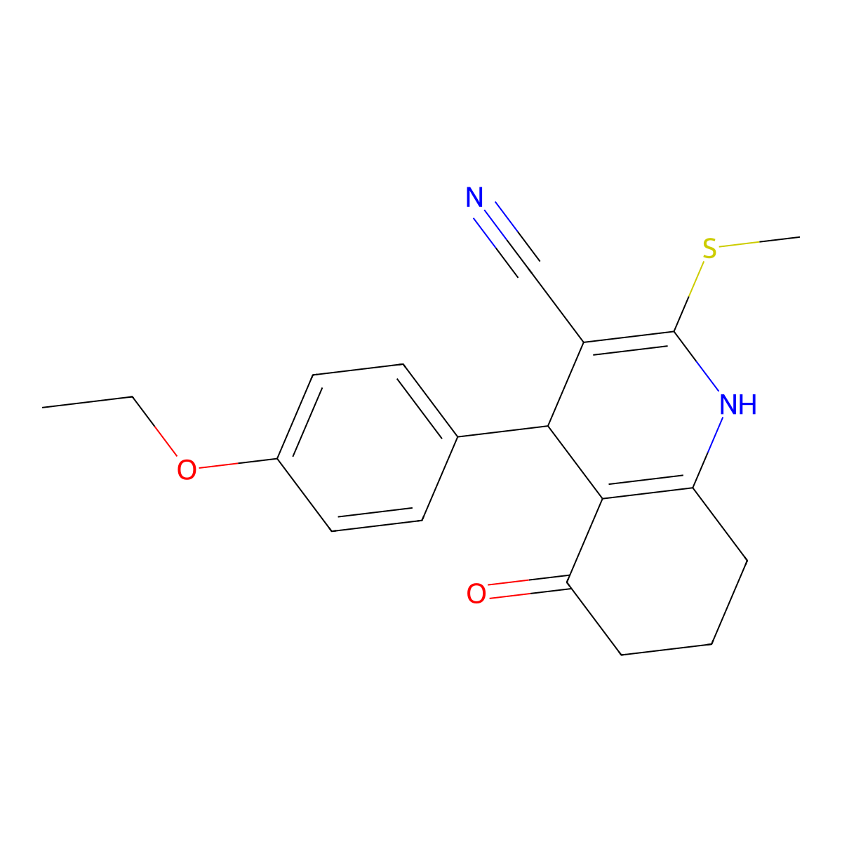 4-(4-ethoxyphenyl)-2-methylsulfanyl-5-oxo-4,6,7,8-tetrahydro-1H-quinoline-3-carbonitrile molecular structure, CAS 383894-65-3